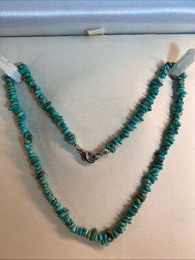 Genuine Turquoise Nugget Chip Necklace 17.5” Southwestern Boho